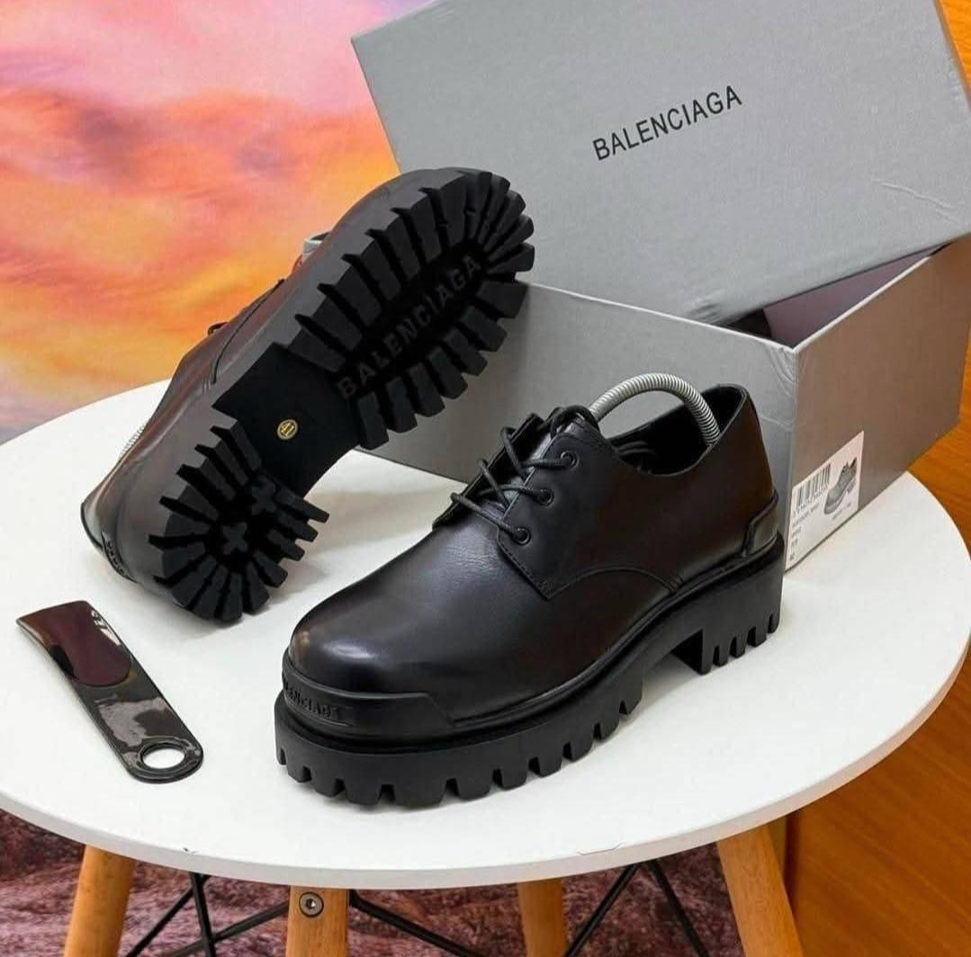 Balenciaga Strike Lace-Up Derby Shoe - Triple Black