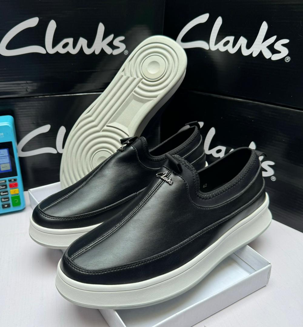 Clarks Slip-On Casual Sneaker - Black Leather / White Sole - image 1