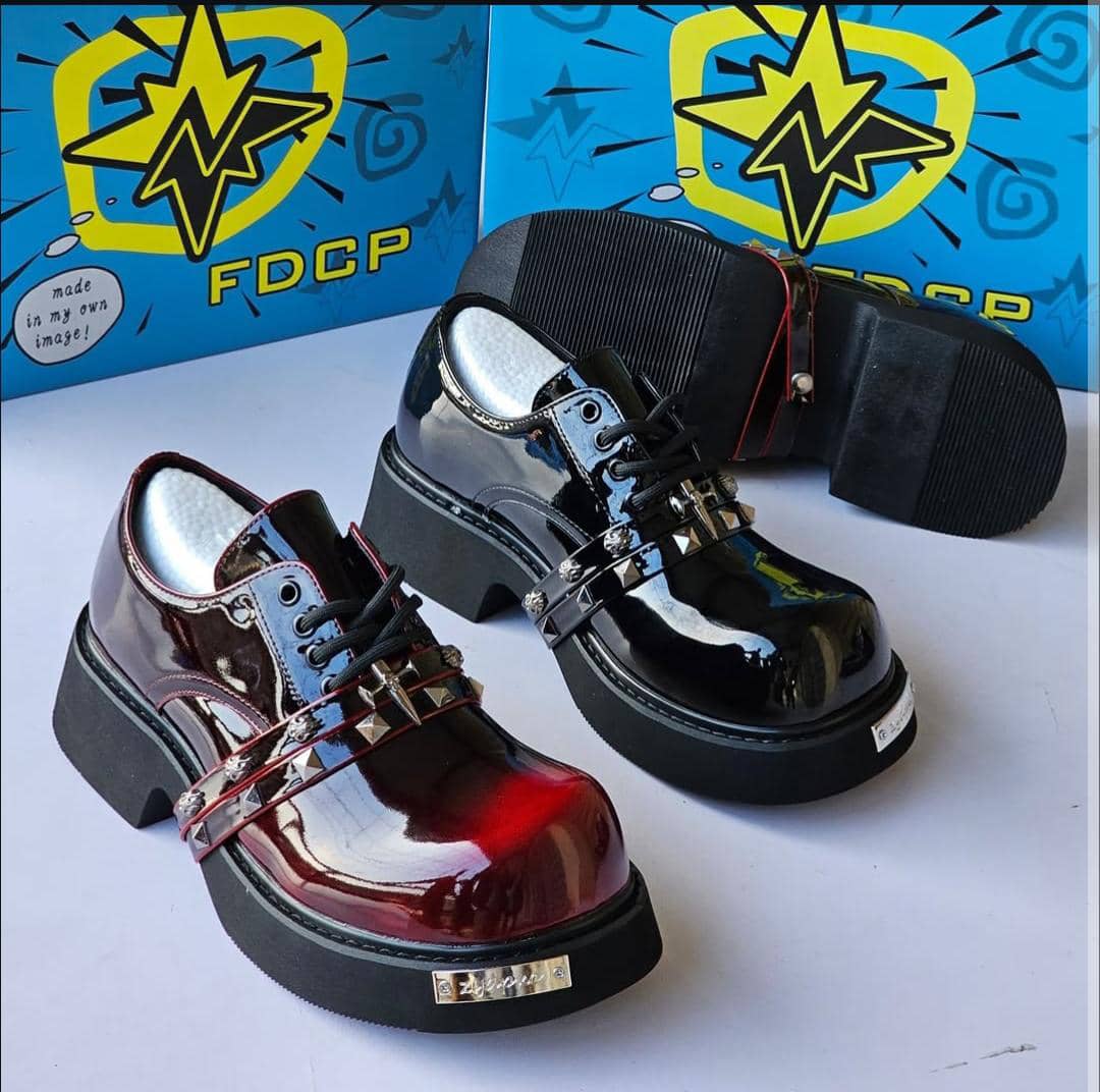 FDCP Chunky Platform Studded Lace-Up - Black/Burgundy - image 1