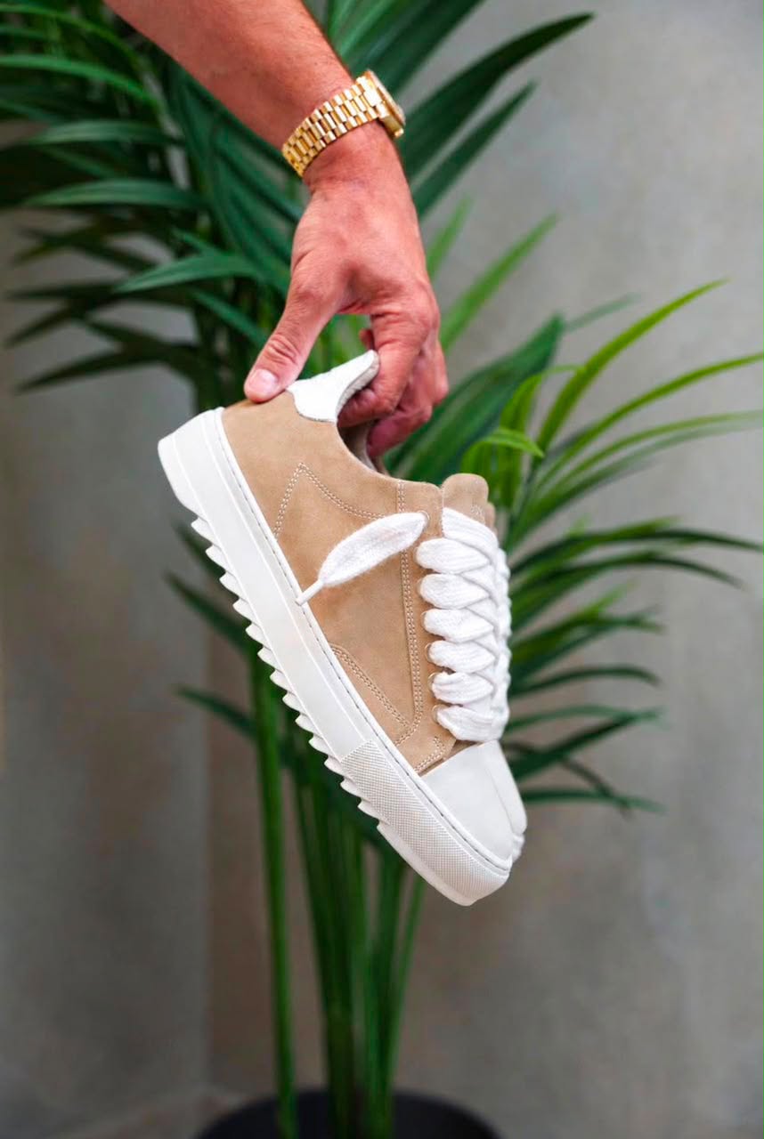 Numeris Platform Suede - Beige with Chunky Laces