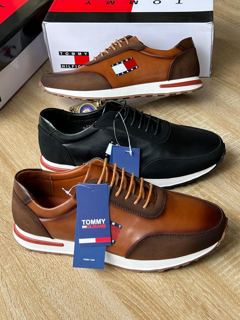 Tommy Hilfiger Retro Runner Leather Sneaker - Tan & Black